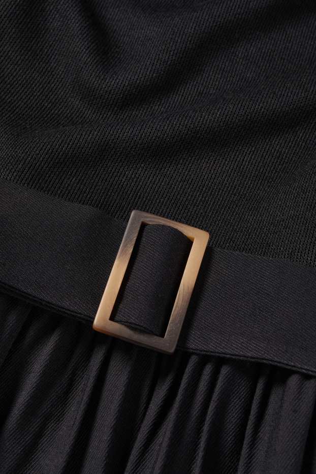 Dámské - Šaty fit & flare s páskem - černá