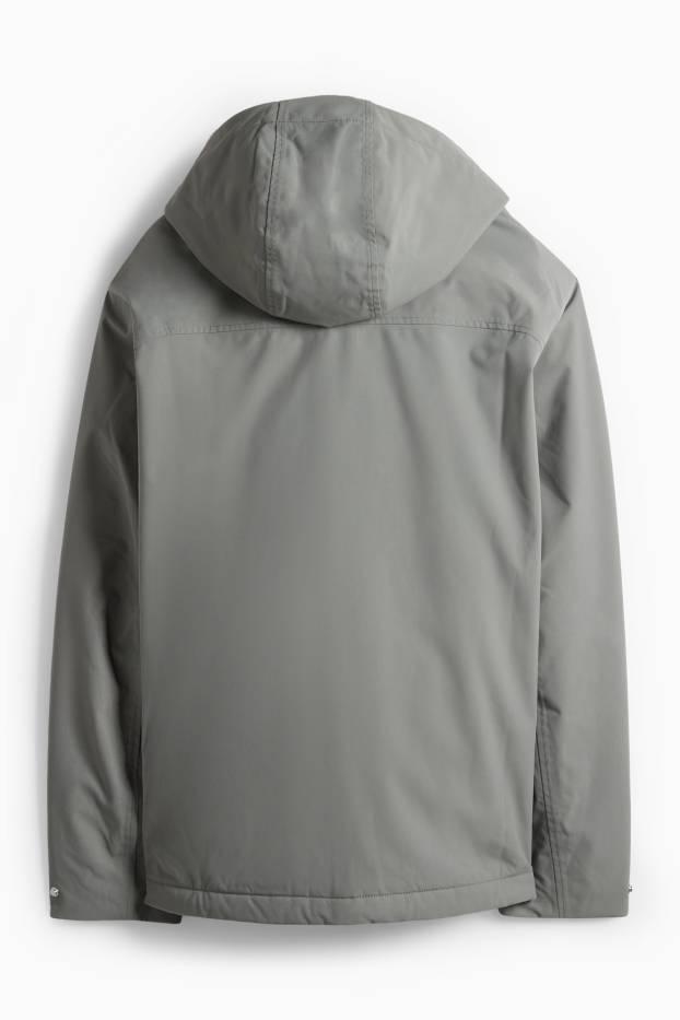 Herren - Regenjacke mit Kapuze - gefüttert - wasserdicht - grün