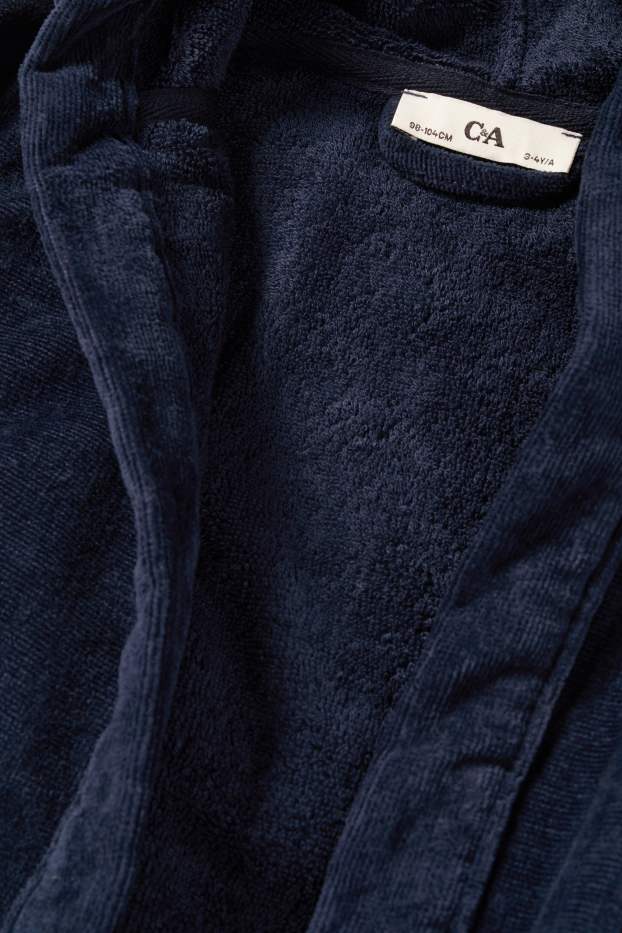 Children Boys - Terry cloth bathrobe with hood - dark blue