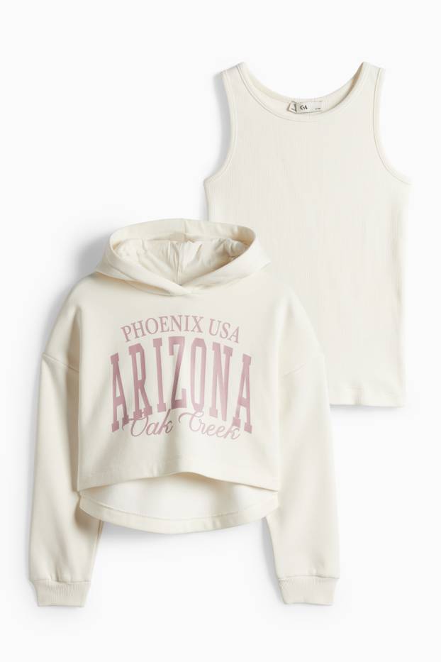 Kinderen: meisjes - Arizona - set - hoodie en topje - 2-delig - crème wit