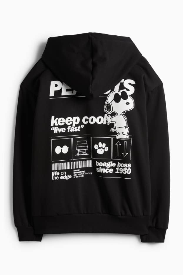 Herren - Oversized-Sweatjacke mit Kapuze - Peanuts - schwarz