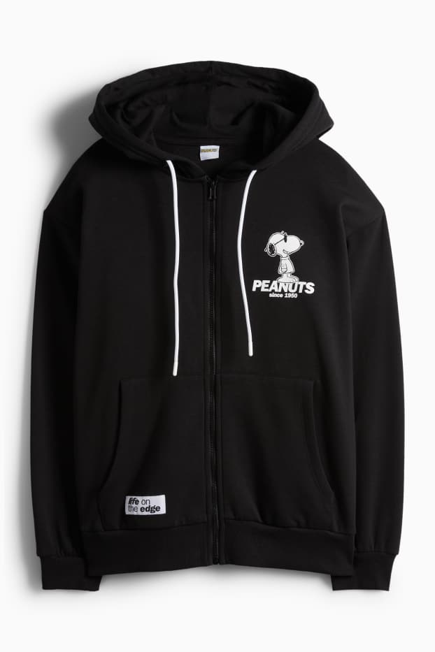 Herren - Oversized-Sweatjacke mit Kapuze - Peanuts - schwarz