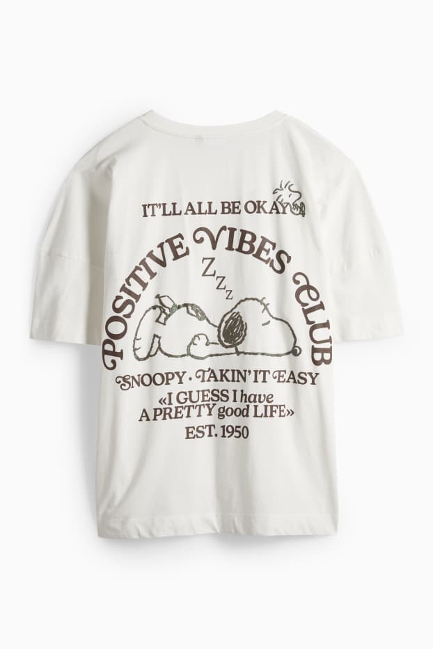 Dames - T-shirt - regular fit - glanseffect - Peanuts - wit