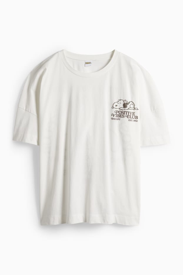 Dames - T-shirt - regular fit - glanseffect - Peanuts - wit