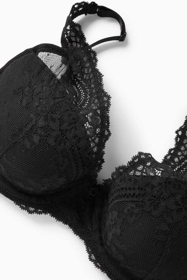 Kobiety - Biustonosz z fiszbinami - PLUNGE - wyściełany - czarny