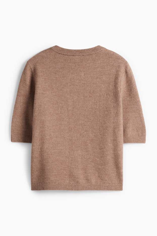 Dámské - Pletený kardigan - světle hnědá