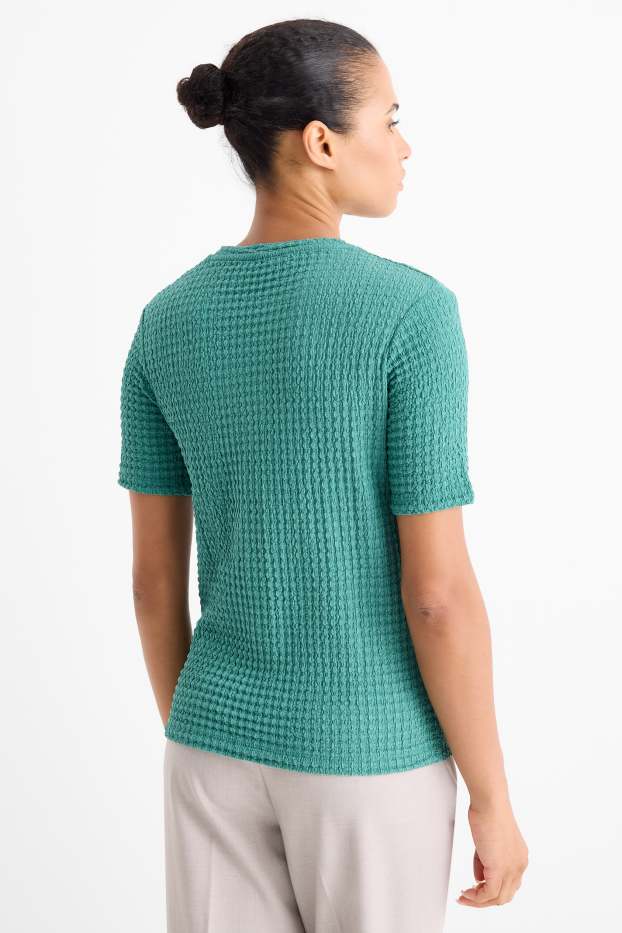Damen - T-Shirt - Regular Fit - strukturiert - grün