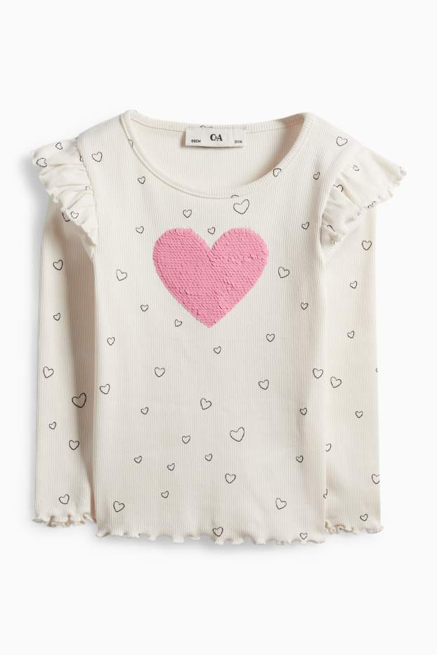 Copii - Fete - Tricou cu mânecă lungă - alb-crem