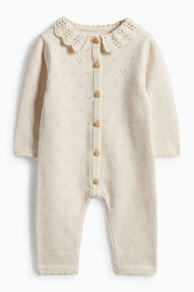 Baby Mädchen - Baby-Crochet-Jumpsuit - hellbeige