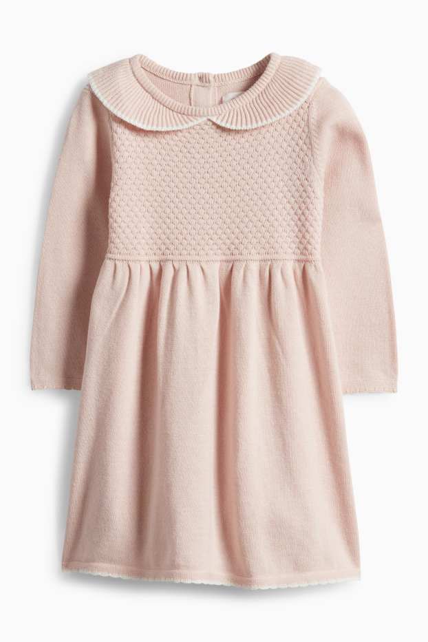 Baby Mädchen - Baby-Strick-Kleid - rosa