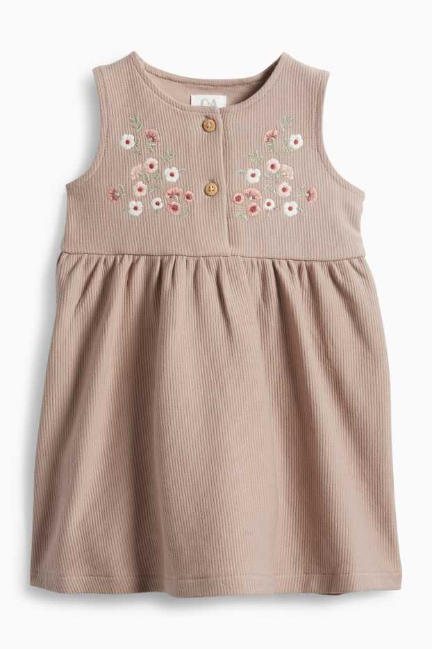 Baby Mädchen - Blümchen - Baby-Outfit - 2 teilig - hellbraun