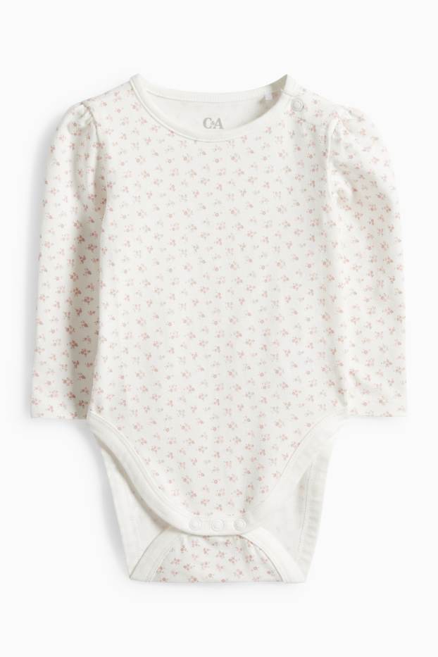 Baby Mädchen - Blümchen - Baby-Outfit - 2 teilig - hellbraun