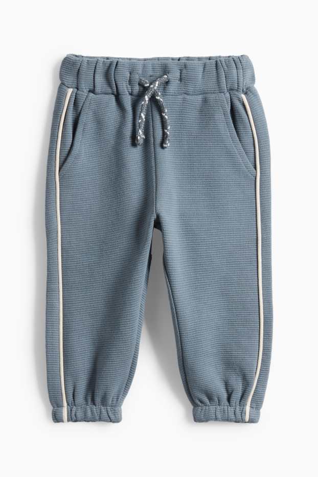 Miminka - chlapci - Dinosaurus - outfit pro miminka - žebrovaný - 2dílný - tmavomodrá