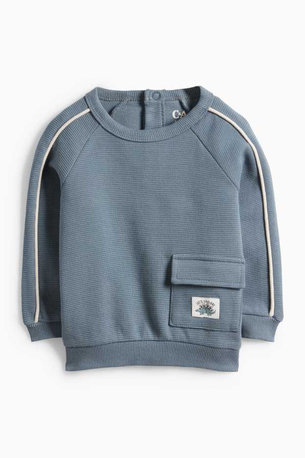 Miminka - chlapci - Dinosaurus - outfit pro miminka - žebrovaný - 2dílný - tmavomodrá