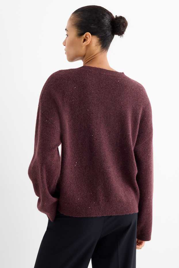 Dona - Jersei - efecte brillant - bordeus