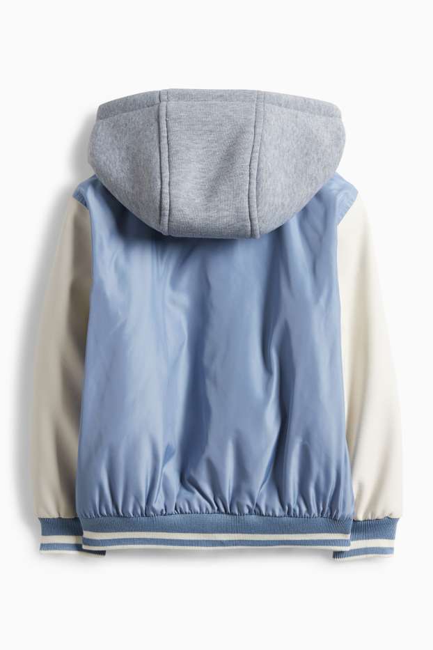 Bambini - Football - giacca college con cappuccio - foderata - azzurro