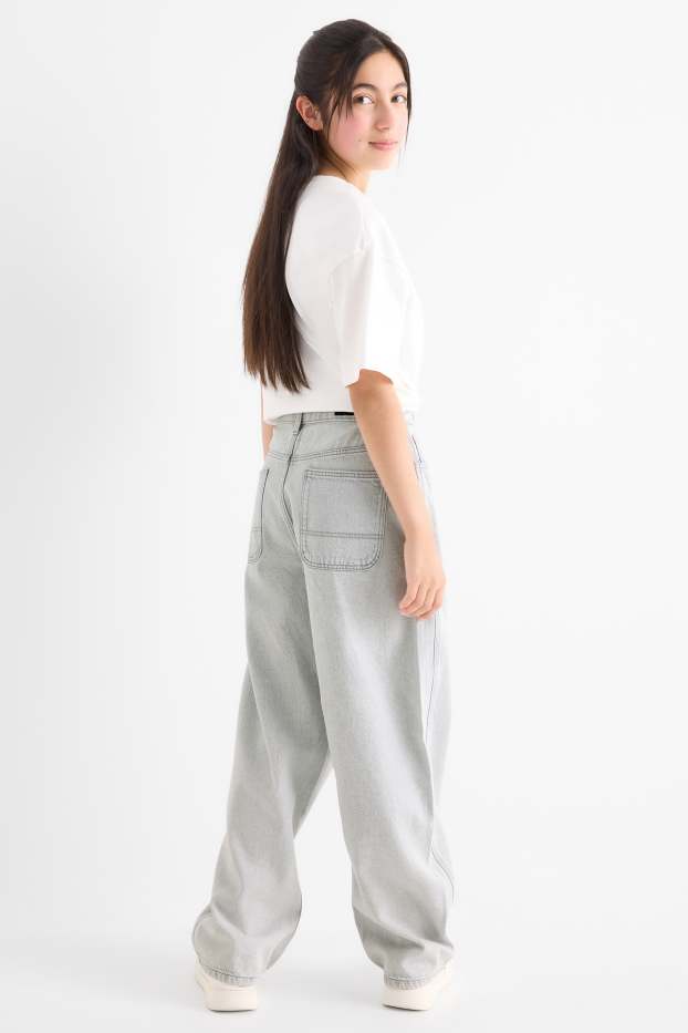 Děti - dívky - Relaxed jeans - džíny - světle šedé