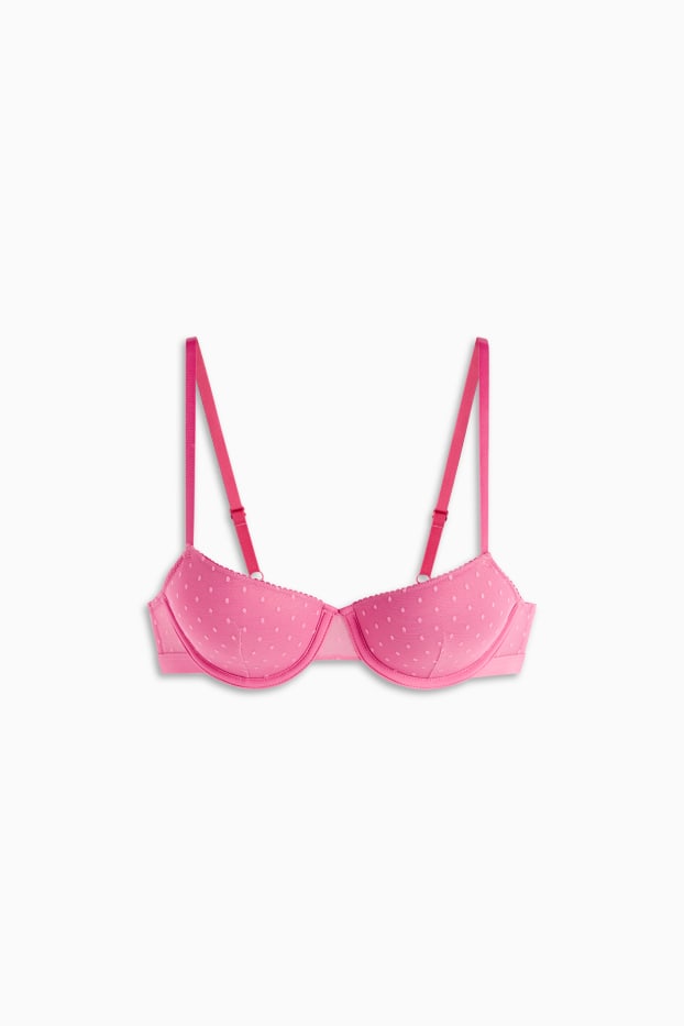 Femmes - Soutien-gorge à armature - DEMI - ampliforme - à pois - rose