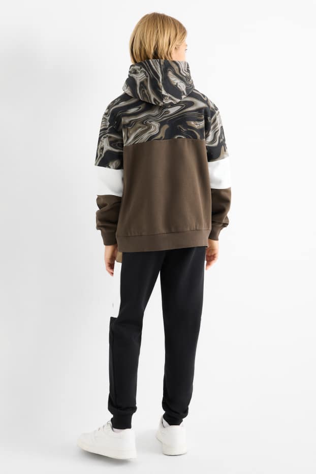 Enfants garçons - Ensemble - sweat à capuche et pantalon de jogging - deux pièces - marron foncé