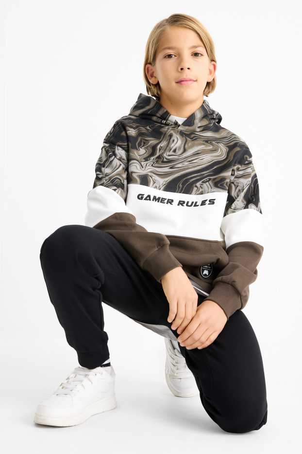 Enfants garçons - Ensemble - sweat à capuche et pantalon de jogging - deux pièces - marron foncé