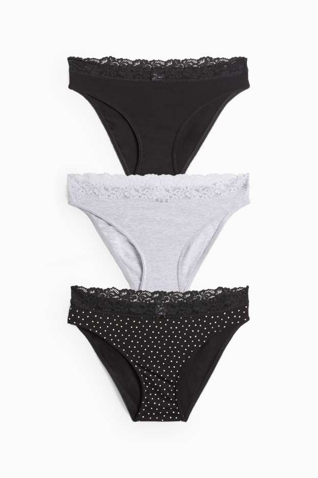 Dámské - Multipack 3 ks - kalhotky - černá