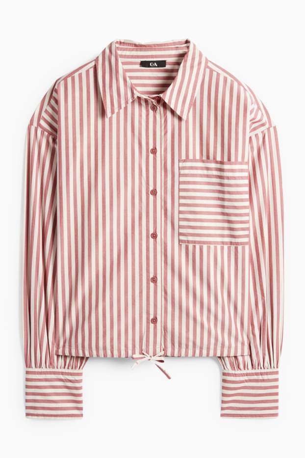 Femmes - Chemisier - à rayures - rose foncé