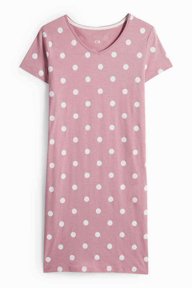 Femei - Cămașă de noapte - cu buline - roz