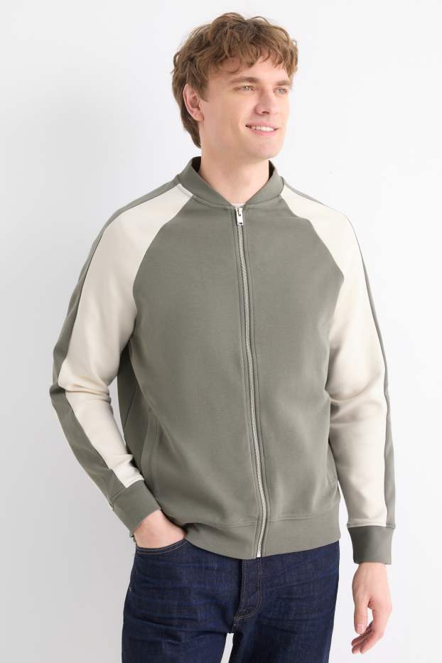 Bărbați - Hanorac cu fermoar - verde închis