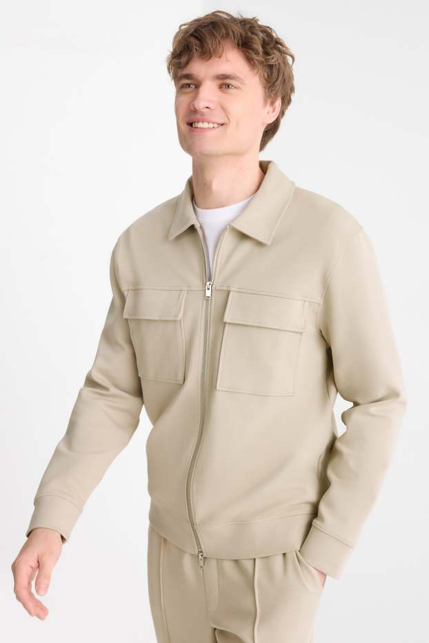Men - Zip-through sweatshirt - beige