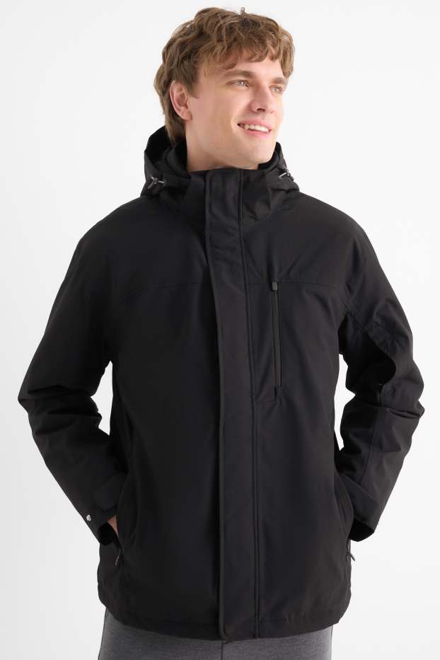 Home - Jaqueta per a la pluja amb caputxa -folrada - impermeable - negre