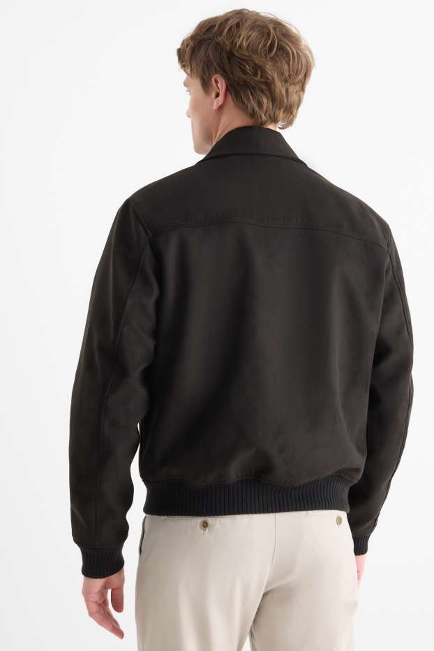 Pánské - Bunda - imitace semiše - černá