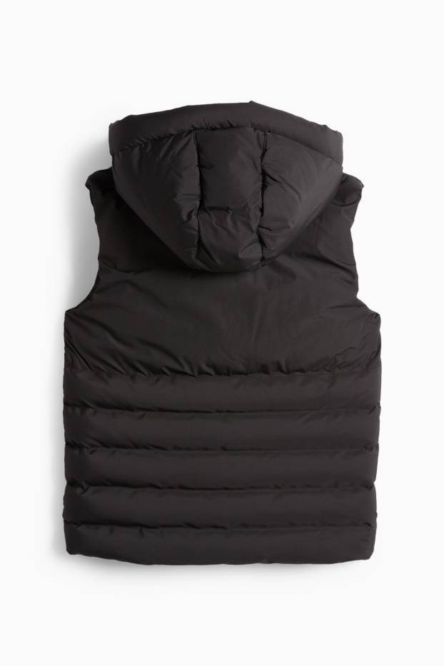 Kinder Jungen - Steppweste mit Kapuze - wasserabweisend - schwarz