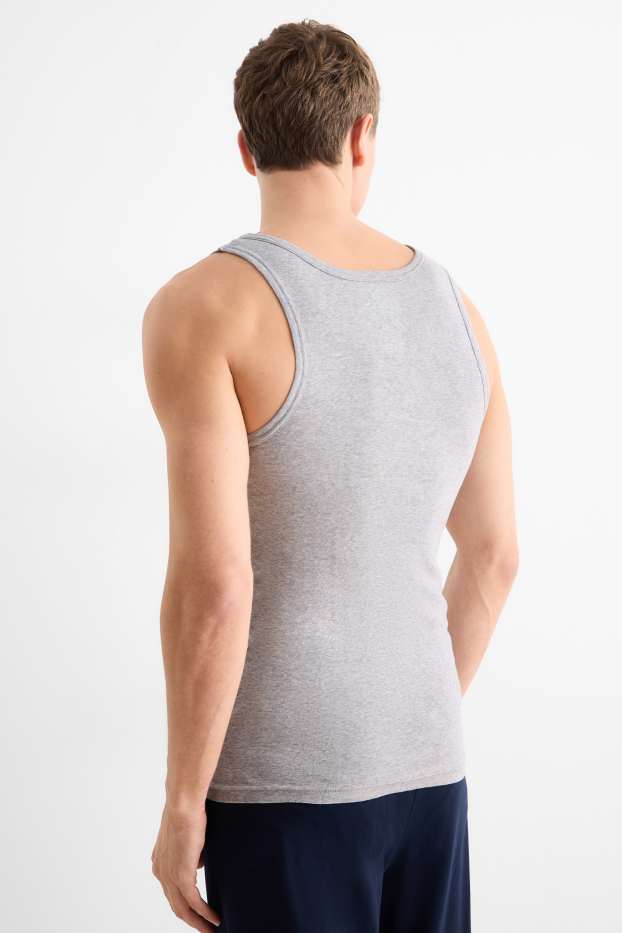 Hommes - Lot de 3 - maillots de corps - fines côtes - gris clair chiné