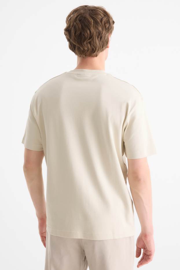 Pánské - Tričko - relaxed fit - světle béžová