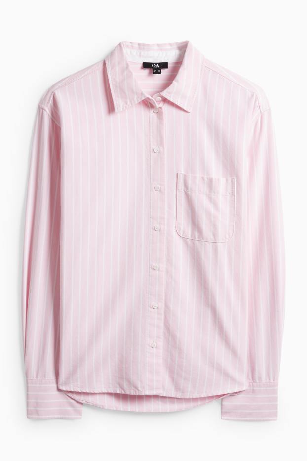 Femmes - Chemisier - à rayures - rose