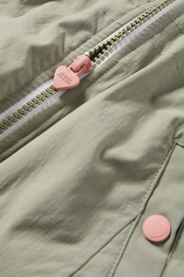 Copii - Fete - Jachetă cu glugă - căptușită - rezistentă la apă - verde deschis