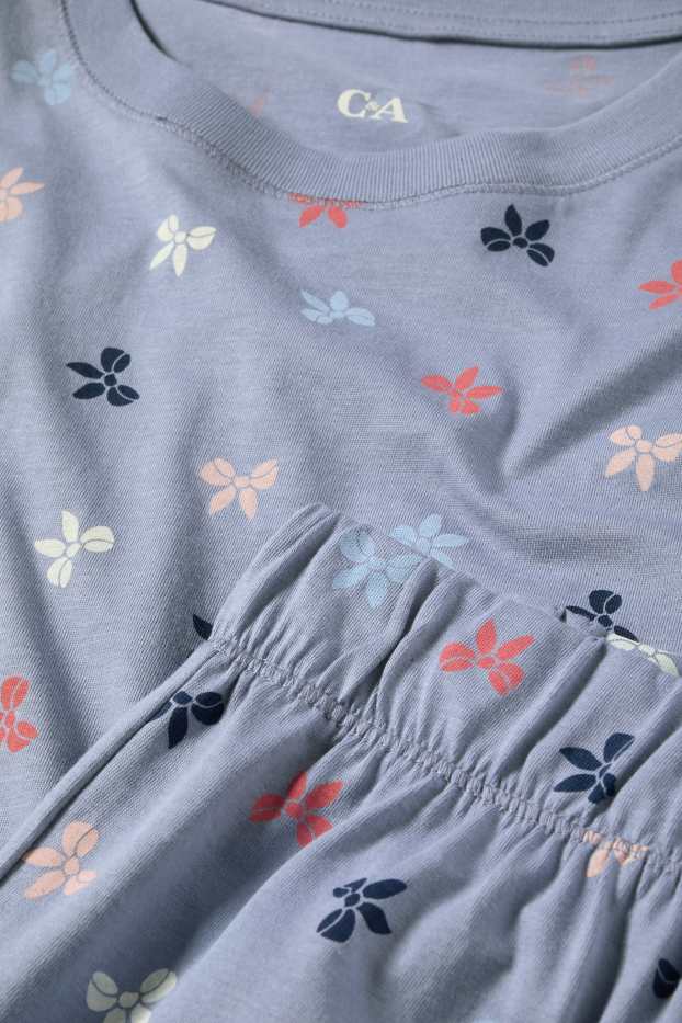 Damen - Pyjama - gemustert - blau