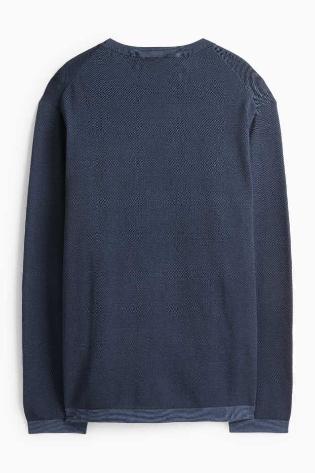 Herren - Pullover - strukturiert - dunkelblau