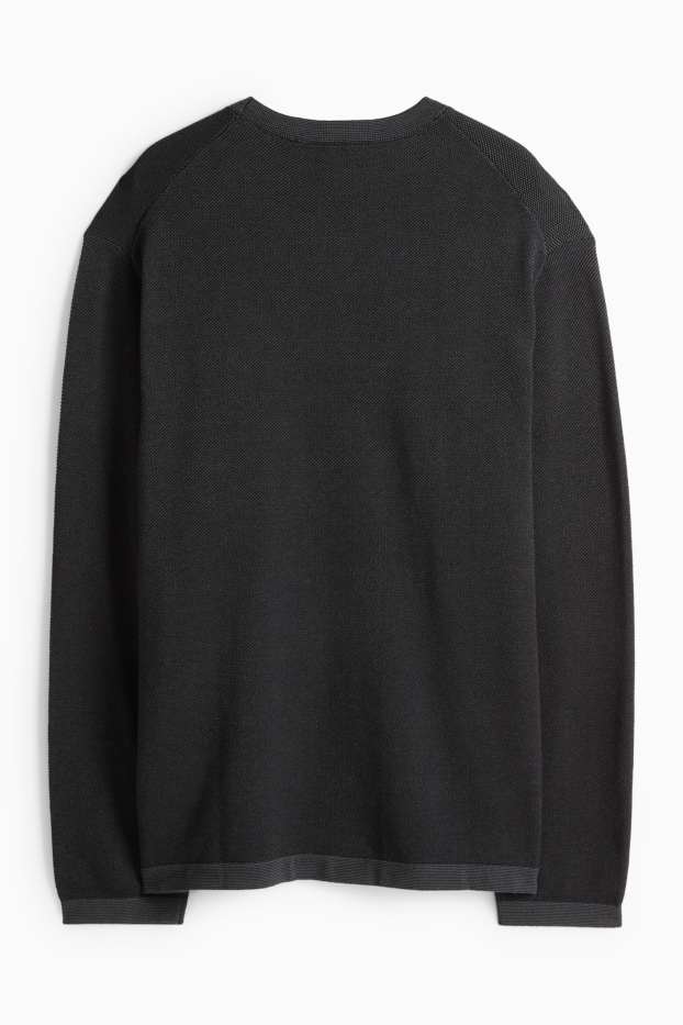 Herren - Pullover - strukturiert - schwarz