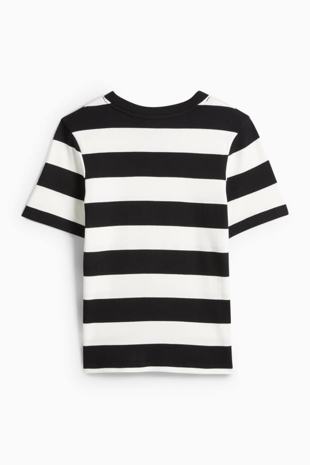 Damen - T-Shirt - Slim Fit - gestreift - schwarz / weiß