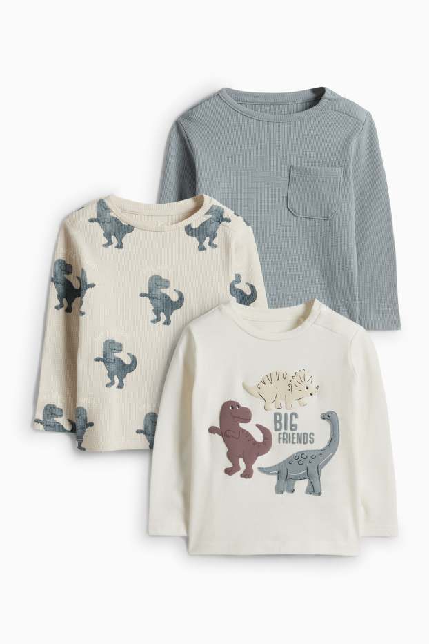 Baby Boys - Multipack of 3 - dino - baby long sleeve top - creme
