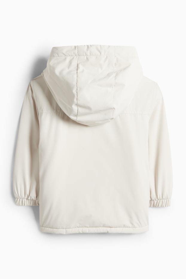 Miminka - chlapci - Bunda s kapucí pro miminka - s výplní - z vodoodpudivého materiálu - krémově bílá