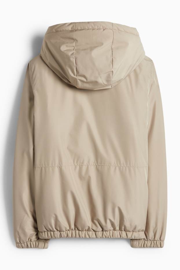 Kinderen: jongens - Jas met capuchon - gevoerd - met structuur - beige