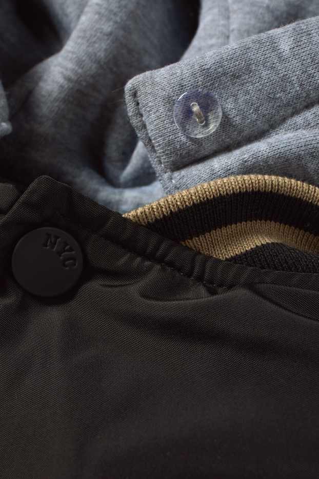 Nen - Futbol - jaqueta d’estil universitari amb caputxa - negre