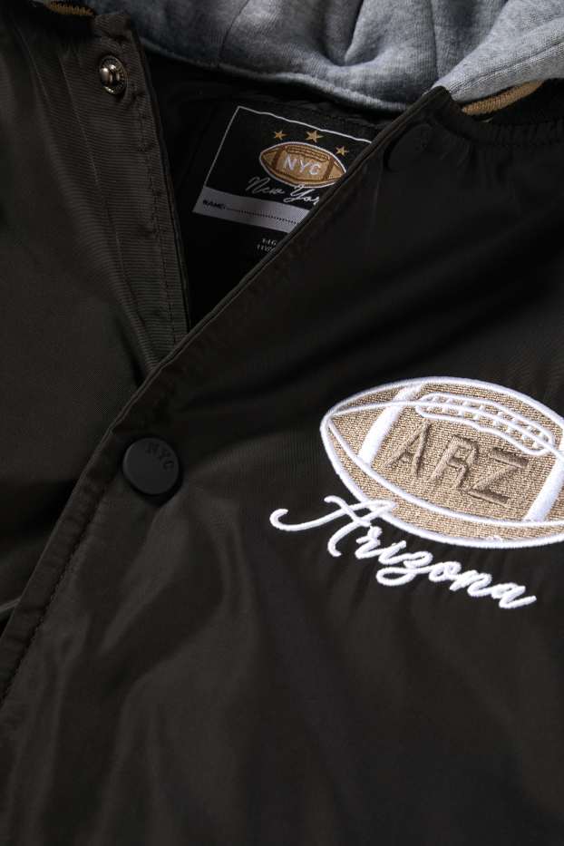 Nen - Futbol - jaqueta d’estil universitari amb caputxa - negre