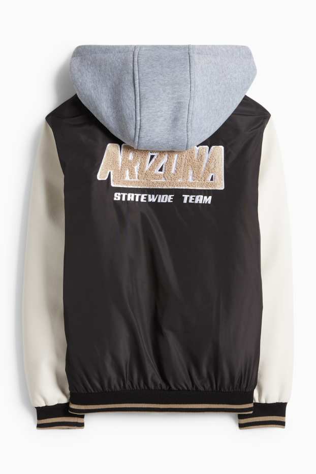 Nen - Futbol - jaqueta d’estil universitari amb caputxa - negre