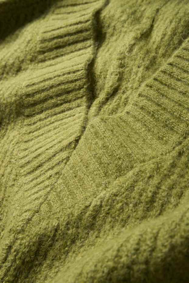 Donna - Maglione con scollo a V - a coste - verde chiaro