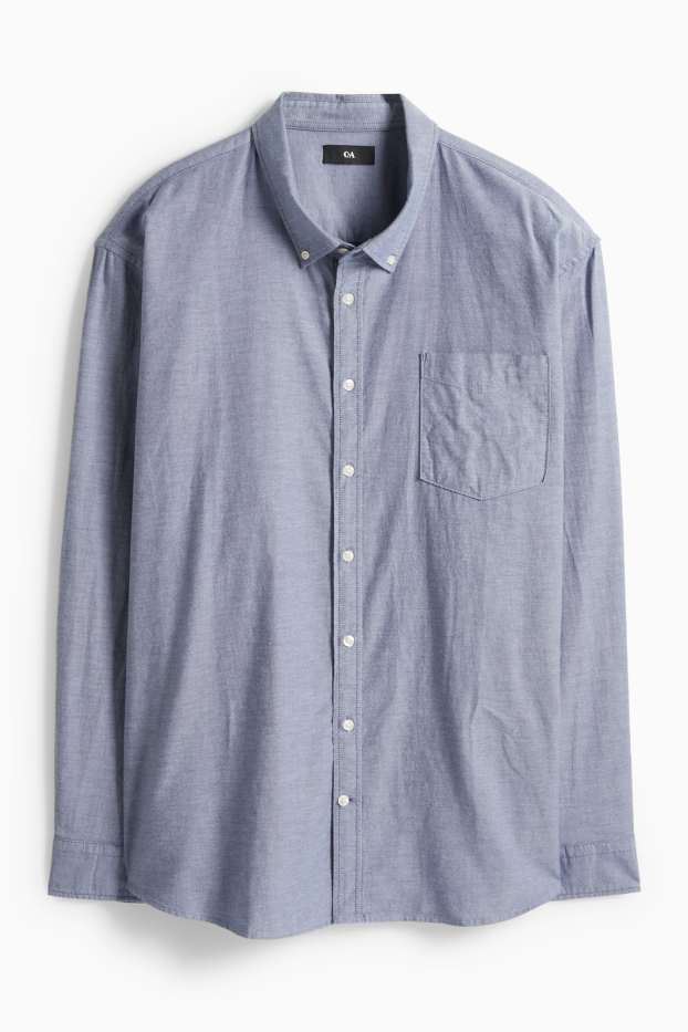 Men - Shirt - regular fit - button-down collar - blue