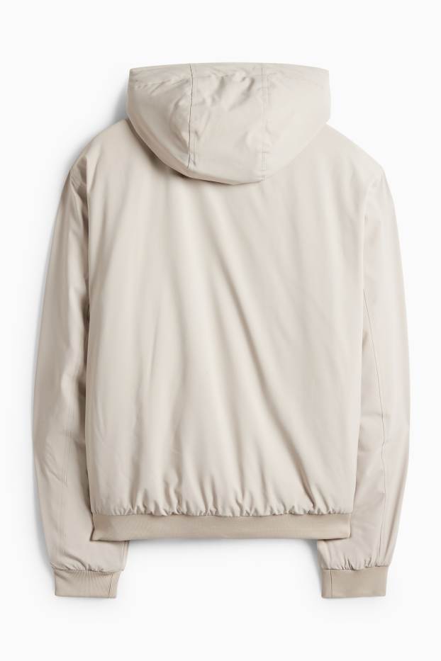 Pánské - Bunda s kapucí - s výplní - světle béžová