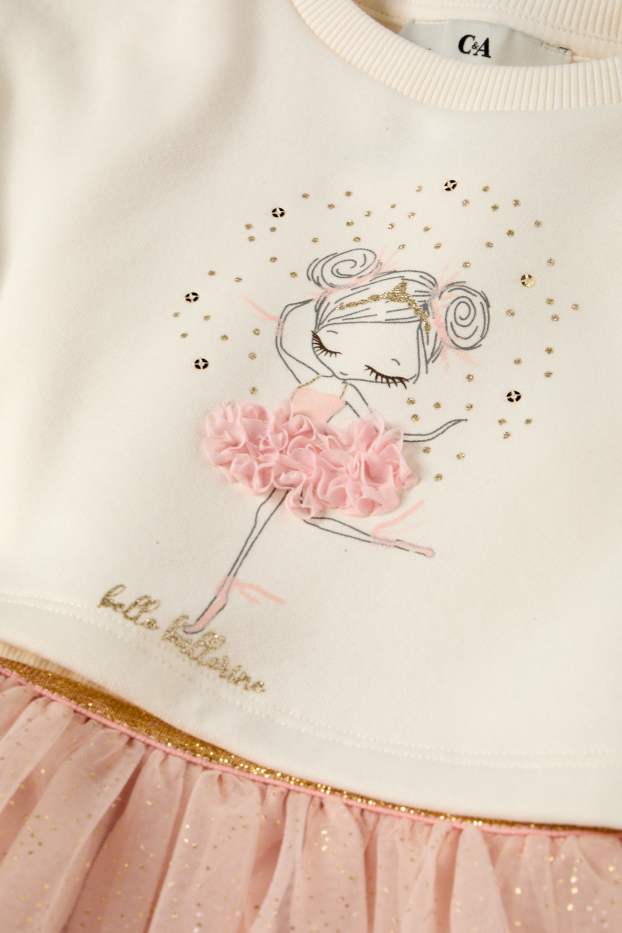 Kinder Mädchen - Ballerina - Set - Sweatshirt und Kleid - 2 teilig - cremeweiß